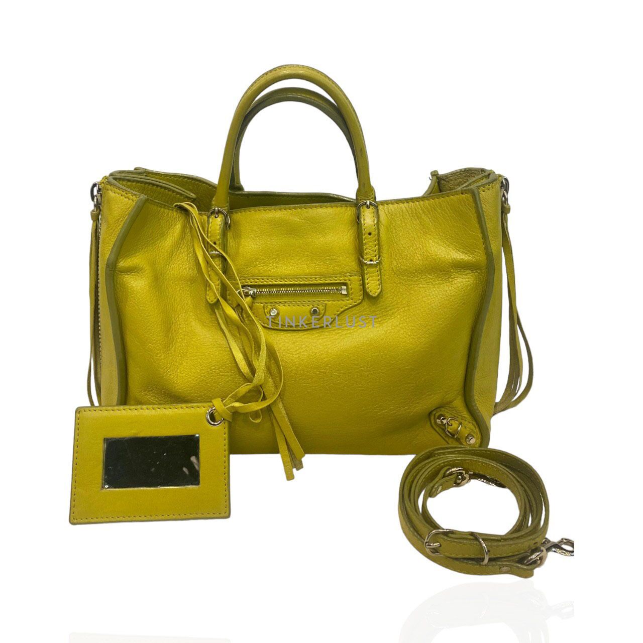 tas satchel Balenciaga Mini Papier A6 Lime SHW 2015 Satchel Tinkerlust